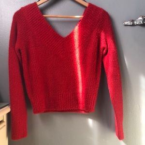 Woman’s red long sleeve